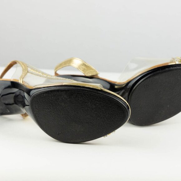 ✨ Dezario Gold Clear Lucite Slingback Heels Size 9.5M – Made in USA - Picture 8 of 9